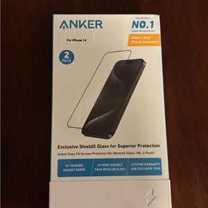 Anker ShieldX Glass Screen Protector for iPhone 16 - 2 Pack